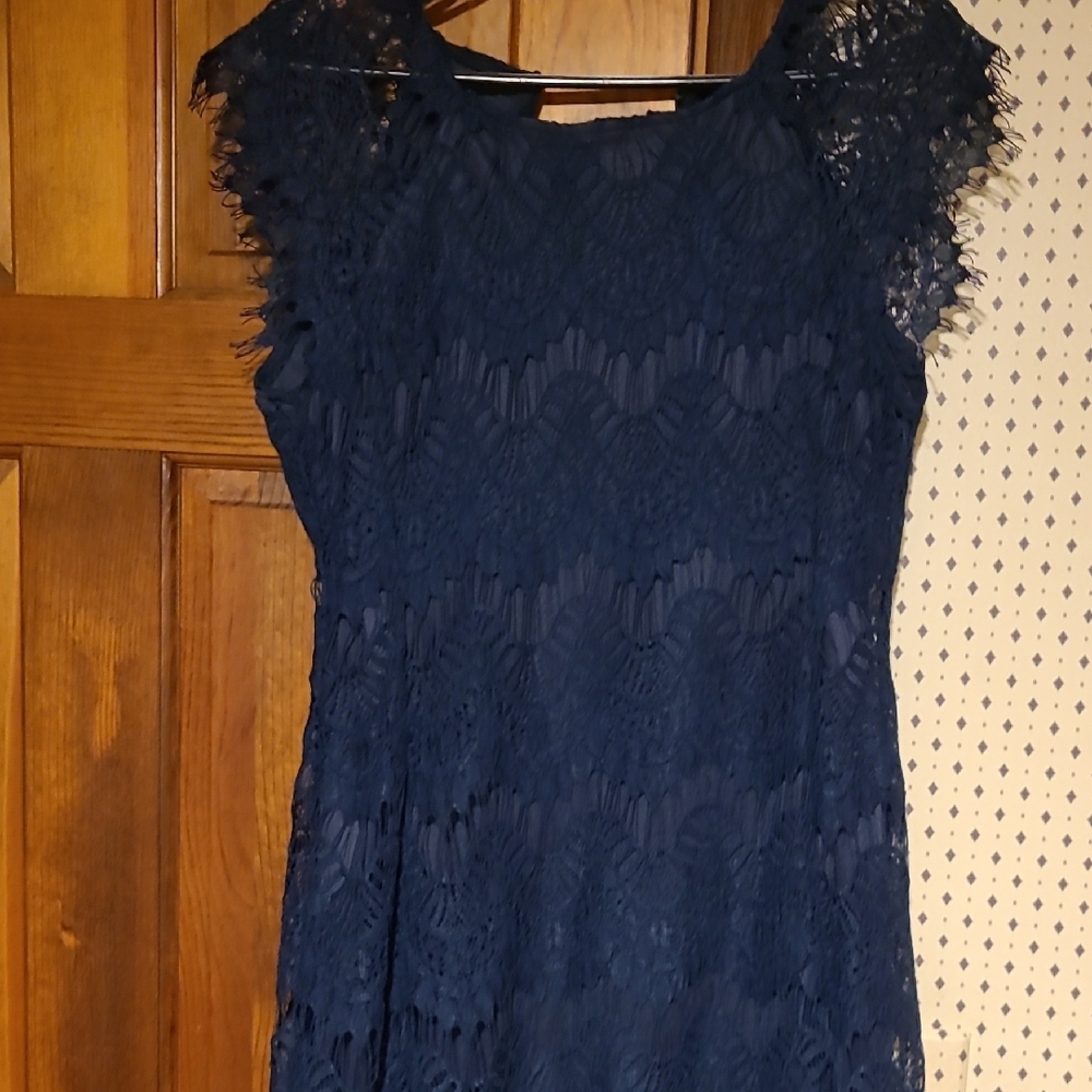 Blue Halter Sheath Dress with Flutter Sleeves